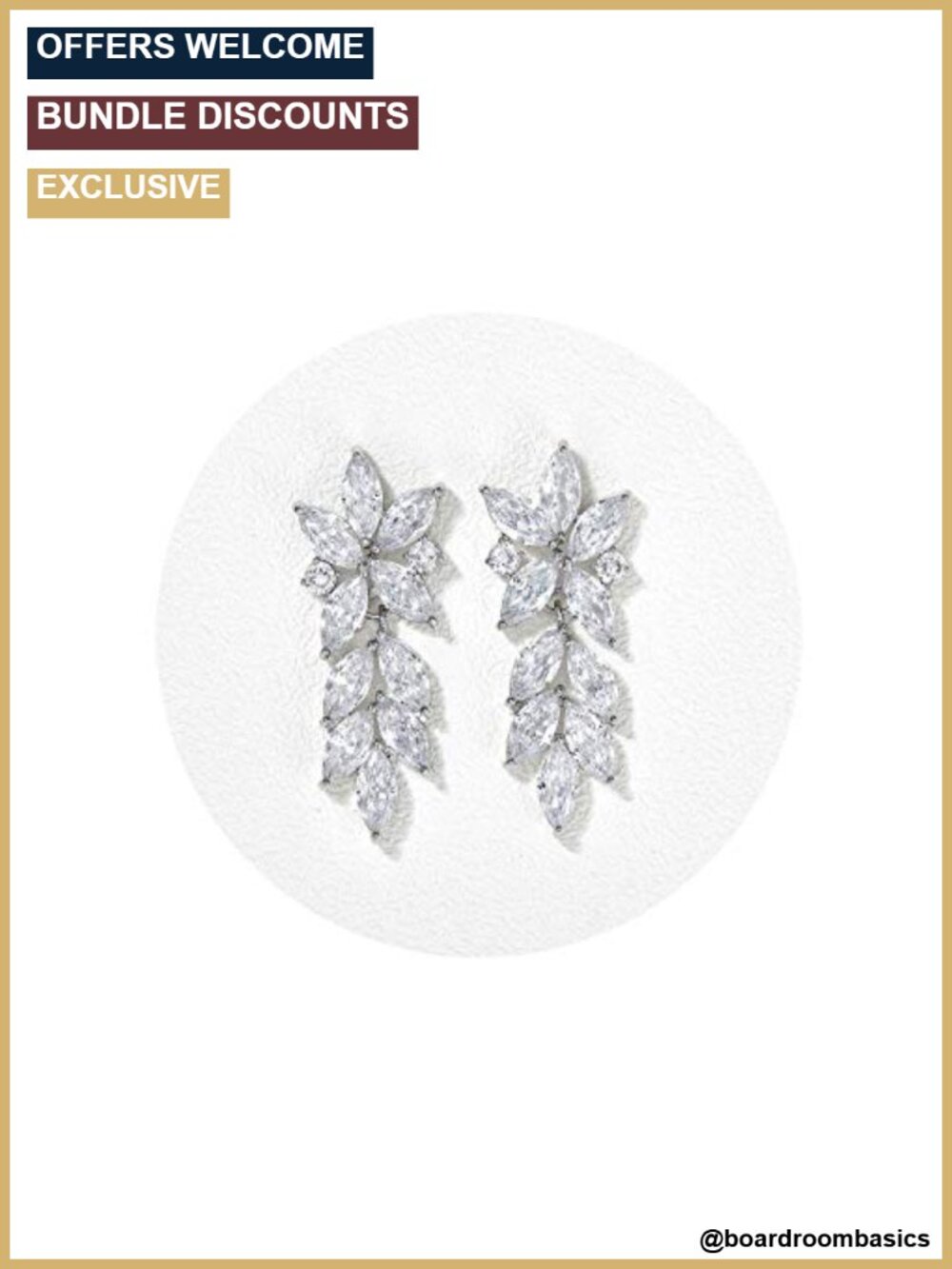 Marquise Cubic Zirconia Drop Dangle Earrings Silver Plated Copper
